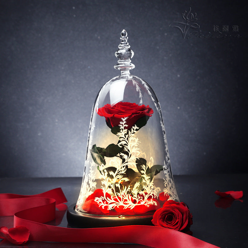 preserved rose everlasting flower gift in glass dome