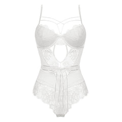 Lace Allure – Sheer Bow Detail Jumpsuit [6612]