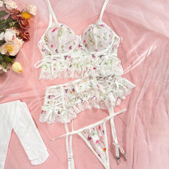 Floral Muse – Ultra-Thin Mesh Lingerie Bra Set [419]