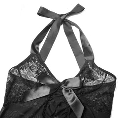 Moonlight Veil – Halter Lace Nightdress [F6326]