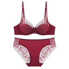 Rouge Bloom – Red Lace Bra Set for New Year Romance [8830]