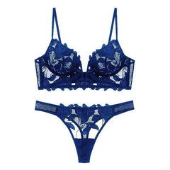 Lune V – Deep V Embroidery Lace Bra Set [3613]